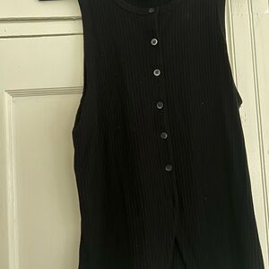 Old Navy Black Ribbed Button-Front Tank